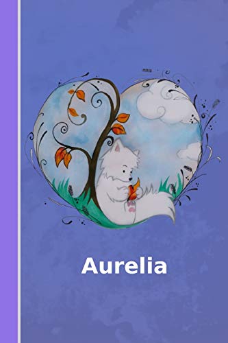 Preisvergleich Produktbild Aurelia: Personalisiertes Notizbuch / Fuchs mit Herz / Softcover / 120 Seiten / leer / blanko / nummeriert / Notebook / Tagebuch / Diary / Bullet Journal / Scrapbook / Geschenkidee