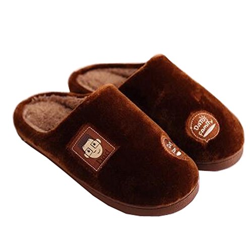 Family Mens Winter Warm & Cozy Indoor Shoes Daddy House Slipper, Brown