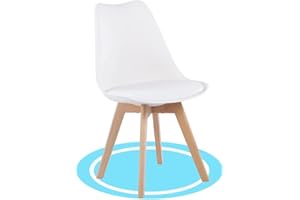 Dekohome Sillas de Comedor, Sillas de Cocina Nórdicas con Asiento Blando, Tapizado y Patas de Madera de Haya Resistente, Blanco, 1 Silla