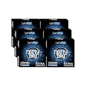 NOTTY BOY LetsPlay Plain Extra Lubricated Condom For Men - 18 Count (Pack of 6)