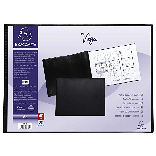Exacompta 88330E - Carpeta de 20 fundas  A3  color negro