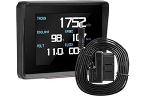 QIILU Medidor multifuncional para coche, medidor de temperatura de voltaje Digital, pantalla HUD