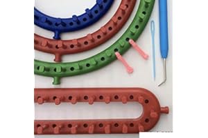 KnitUK Knitting Loom Assortment Set of 4: 1 Long + 3 Round Looms. with Pink Extra-pegs to be Fitted.