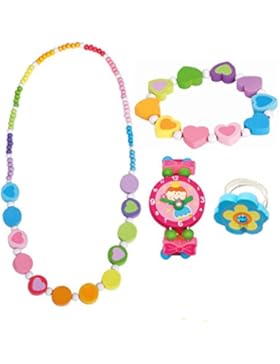 4 tlg. Set Mädchenschmuck Motiv Regenbogen - Halskette Armband (Regenbogen Herz) Uhr Ring - VERSANDKOSTENFREI...