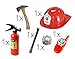 Produktbild Feuerwehr Ausrüstung Set Fasching Kinder Spielzeug Zubehör mit Feuerwehrhelm Helm für den Einsatz mit Fallbeil Axt Feuerlöscher Abzeichen Walkie Talkie Funkgerät Brecheisen