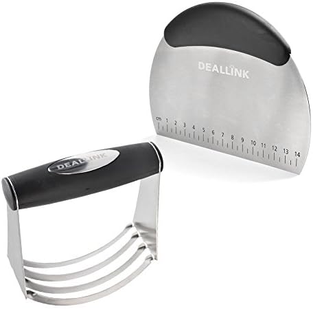 Deallink 2 in 1 Stainless Steel Dough Mixer &amp; Dough Cutter with Grade Graduation Baking Dough Scraper