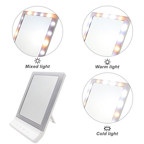 SueH Design Kosmetikspiegel LED 22cm * 18cm Angetrieben durch Batterien oder USB - 5