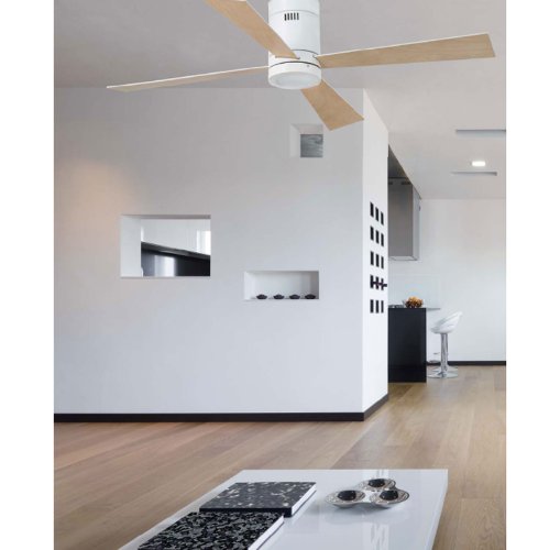Faro Barcelona Timor 33372 – Fan mit Licht (Glühbirne enthalten) LED 12 W, stahl Motor, Fledermäuse, MDF und PC Weiß Opal, Weiß - 4