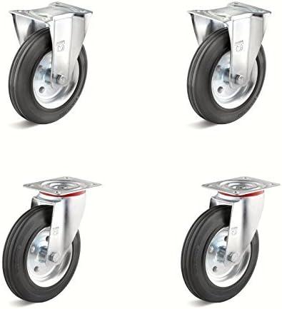 4er-set -Set CASTOR BRACKET Wheel Rubber Roller Bearing Board Ø 160 mm Buoyancy 405 kg