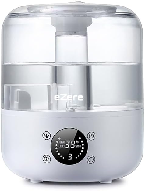Ezere TH-413 Akıllı Dijital Hava Nemlendirici | 3L Kapasite, Dokunmatik Panel, Uzaktan Kumanda, Sessiz Çalışma, BEYAZ