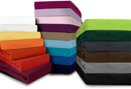 Classic Jersey Fitted Sheet Available In 22 Colours and 6 Sizes – 100% Cotton, White, 140-160 x 200 cm
