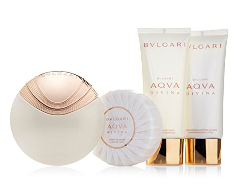 Bulgari Aqua Divina Set contains Eau de Toilette Spray 65 ml/Soap 150 g/Shower Gel 100 ml and Body Lotion 100 ml