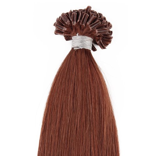 Beauty7 100S 100 STRANDS/50S 50 STRANDS Pre Bonded Nail U Tip 100 % Remy Human Straight Hair Extensions Dark Auburn(#33) 18'' 20'' 22'' 24'' (18'' 50g 1g/strand)