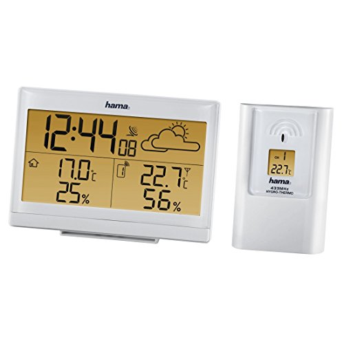 Hama Funk Wetterstation EWS-890 (Funkuhr, Wecker, Thermometer, Frostalarm, Wettervorhersage und Hygrometer, inkl. Außensensor mit 50m Reichweite), weiß - 2