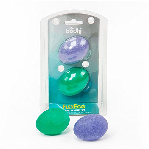 FlexEgg Hand-Trainer, 2er Set (medium & hart), eiförmiger Gelball, Handtrainer Egg, Pressball für Handtraining, Reha-Ball