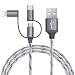 Produktbild Multi USB Ladekabel 3-in-1 Kabel, 1.2m Nylon Fast Charge USB Universal Ladekabel für Phone6/7/8, Pad 9.7/10.5, Huawei, HTC, LG, Samsung Galaxy, Sony Xperia, Android Handys und mehr