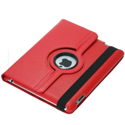ChannelExpert Rot Swivel Ledertasche Lederbeutel Hülle case Cover Schutzhülle Schutzcover Halterung für APPLE iPad 2/New iPad - 4
