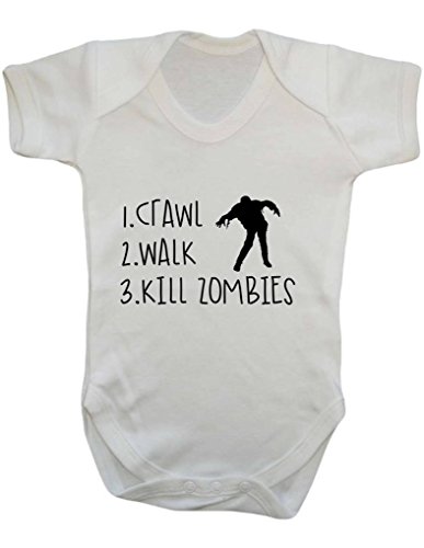 1.Crawl 2. Walk 3. Kill Zombies Funny Joke To Do List Zombie Fighter Baby Onesie Vest