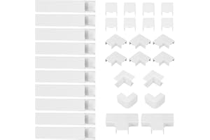 Canaletas para Cables, SHMSHNG 10 Piezas 40cm Canal de Cubierta de Cable de PVC Organizadores de Cable Adhesiva Canales Portacables Impermeable, Kit de Canaletas para Ocultar Cables para Pared Hogar