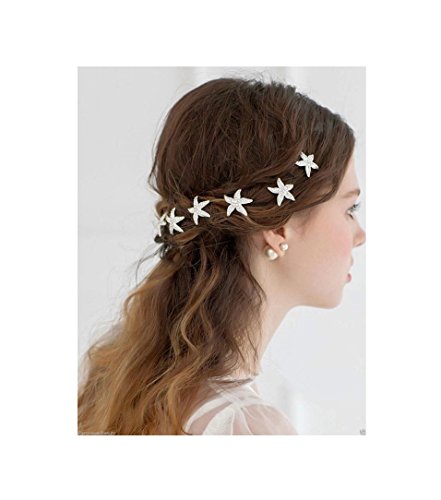 5 x Silver Starfish Hair Pins Clip Beach Bridal Sea Shell Diamante Mermaid S40 *EXCLUSIVELY SOLD BY STARCROSSED BEAUTY*
