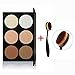 VALUE MAKERS 6 Colour Contour Powder Makeup Palette-Bronzer Highlighting Contouring Beauty Make Up Palette-Professional Contour Kit-Face Eye Powder Foundation Palette+Multifunctional Oval Cream Concealer Liquid Foundation Blending Brushes Free (6 Colour)