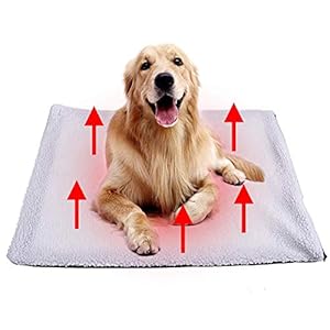 Tolyneil Cojín de calefacción para Mascotas Perros Gatos Cojín Estera Cama Sin Manta eléctrica Súper Suave Cachorro Gatito Manta Cerrada Capa Reflectante de Calor Size 64x49cm