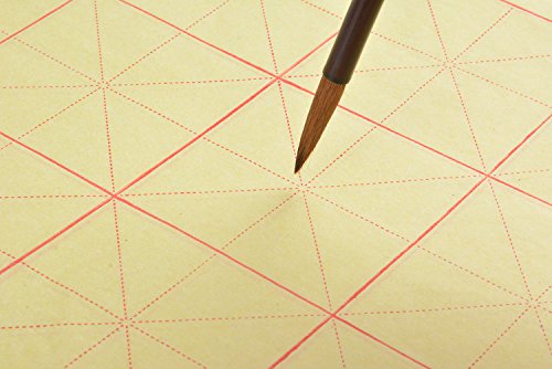 Kalligraphie Papier mit Führungslinien, 4K, 3 x 4 Felder = 12 Felder, 42cm x 32cm, 70 Blatt, gelb, Mod. XZMG-4K-12 - 3