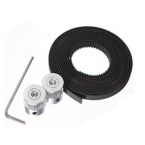 moinkerin GT2 Riemenscheibe 20 Zähne, Bohrung 5mm, Höhe 16mm + GT2 Zahnriemen Gummi Gummigürtel Übermittlungsband Riemen + Schraubenschlüssel für 3D Drucker