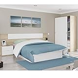 El conjunto está pensado para camas de 135 y 150 cm de ancho, y su configuración te permitirá insertar entre las dos mesitas un canapé o aro de cama preparado para un colchón de 135 o 150.