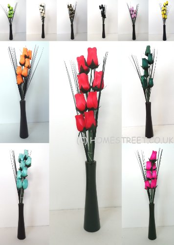 Vase für künstliche Blumen, Porzellan, 20 cm, Cremefarben, Schwarz oder Braun schwarz - 3