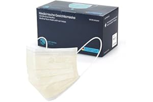 ‎STAUBPIRAT CURT MARIA MEDICAL 50 x Medizinischer Mundschutz Typ IIR, EN 14683, made in Germany, medizinische Masken, Einweg OP Maske, beige/champagner