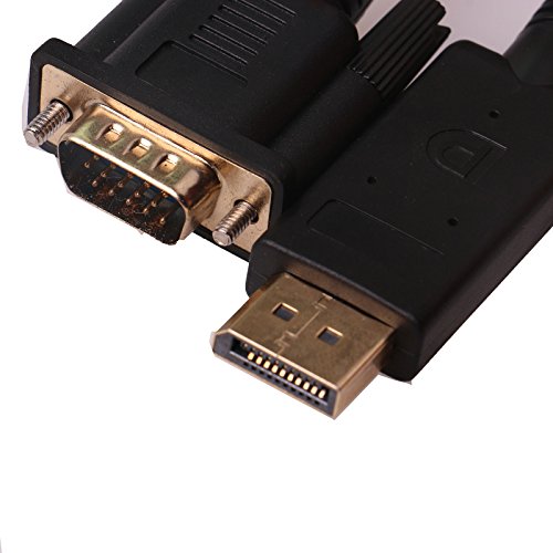 Silk Road vergoldet DisplayPort auf VGA Kabel 6 Füße Stecker auf Stecker in Schwarz - 4