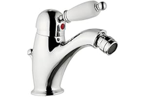 OIOLI Yellowshop - Miscelatore Bidet Cromato Mod. Retrò Classico Vintage Bagno Scarico Automatico Con Flex Inox Rubinetto Piletta Sanitari