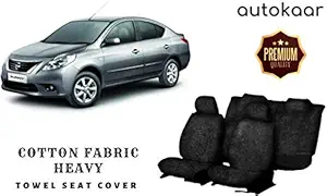 AUTOKAAR Cotton Fabric Heavy Black Towel SEAT Cover for Nissan Sunny