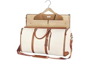 Hixingo Travel Garment Bags for Women and Men, 2in1 Hanging Suit Carrier Garment Duffle Bag Folding Carry-On Travel Garment Bags for Business Flight Journey Essentials (White)