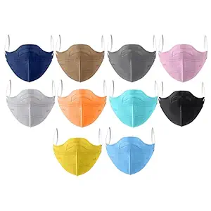 HONEBLE SUPER MART N95 mask washable and Reusable 5 Layer Special safety Anti-Bacterial Mask (Multicolour N-95 Mask without Respiratory Valve)-Pack of 10.