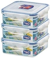 Lock & Lock - Lot de 3 bo&icirc;tes rectangulaires herm&eacute;tiques