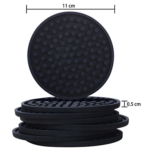 Silikon-Untersetzer – 8 Stück Schwarz Glasuntersetzer-Set Onderzetters für Bar, Wohnzimmer, Küche, von SveBake - 2