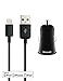 Produktbild xcessory KFZ Ladeset (2100 mA, 1 Meter) für Smartphones und Tablets von Apple: iPhone 5/5S/5C/6, iPod Touch 5, iPad mini 1/2/3, iPad Air/2, Autoladeset bestehend aus USB Autoladegerät und Datenkabel in schwarz und weiß