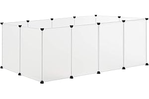 EUGAD Wolny wybieg dla królików, zająców, świnek morskich, wybieg dla szczeniaków, biały, 12 płyt (35 x 45 cm/płytka) 145 x 75 x 46 cm, 0001WL