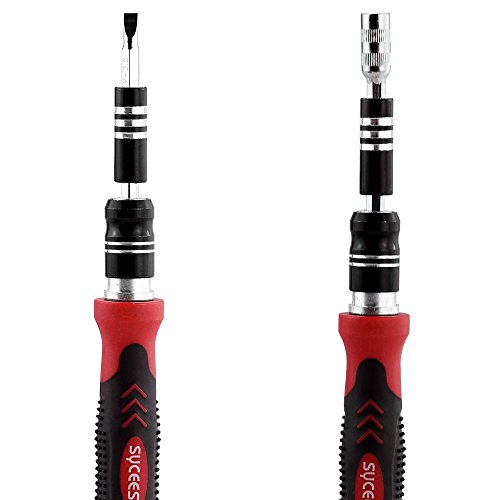 SYCEES 58 in 1 Schraubendreher Set mit 54 Bits Präzisions Magnetische Schraubenzieher, Reparatur Werkzeug für elektronische Kleingeräte wie Handy, Tablet, PC, Laptop, Uhr, Kamera, Brillen (Rot Schraubendreher Set) - 4