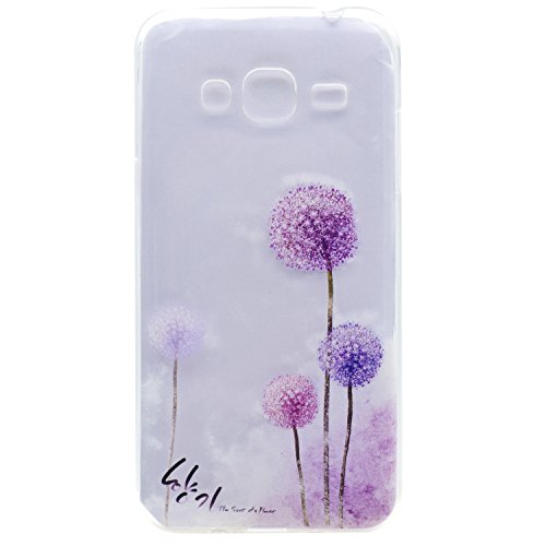 Funda Samsung Galaxy J3 2016 SM-J320F Carcasa Protectora OuDu Funda para Samsung Galaxy J3 2016 SM-J320F Caso Silicona TPU Funda Suave Soft Silicone Case Cover Bumper Funda Ultra Delgado Carcasa Flexible Ligero Caja Anti Rasgu  os Casco Anti Choque - Diente de Le  n P  rpura