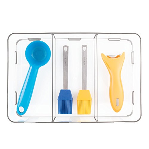 InterDesign 42510EU Clarity Ineinandergreifender Schubladen-Organizer zum Aufbewahren von Seife, Kosmetika, Pflegeprodukten – 3 Fächer, Durchsichtig Plastik 30,48 x 20,95 x 7,62 cm - 4