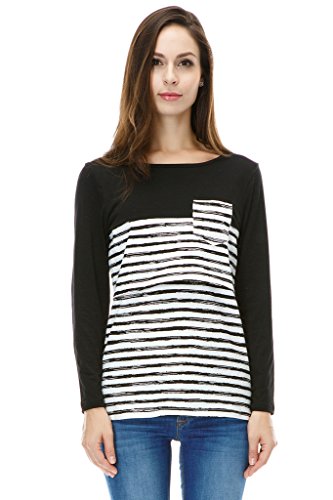 Bearsland Maternity Women's Patchwork Striped Maternity Nursing Tops Bluewhite UK size 12-14