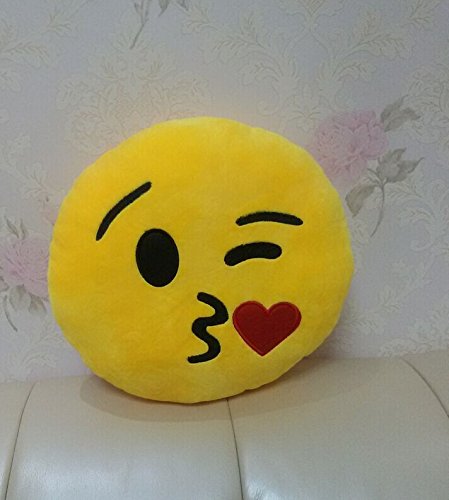 Lookout 32 cm Emoji Smiley Emoticon gelb rund Kissen gefüllt weichen Plüsch Spielzeug, 33cm - 2