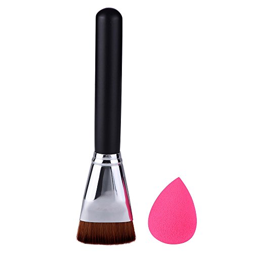 eBoot Flat Contour Makeup Brush Face Cheeks Powder Cosmetic Tool Brush with Makeup Blender Sponge