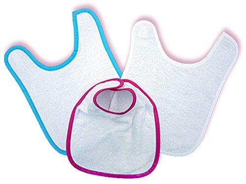 Betz 4 Stück Lätzchen Baby Kinderlätzchen mit Klettverschluß Latz Farbe: Weiß, Einfassung weiß, Größe: 30 x 40 cm - 2