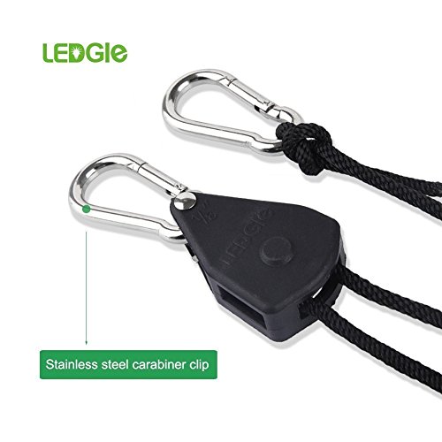 LEDGLE® GS-Haken02 1/8 Zoll Rope Ratchet Seilratsche einstellbare Pflanzenlampe Seilratsche bis zu 68kg Lastkapazität (ein Pair) - 3