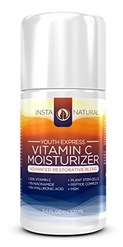 InstaNatural Vitamin C Cream Moisturizer 20% For Face - Best Anti Aging Facial Lotion with 20% Vitamin C, Hyaluronic Acid, Niacinamide, Plant Stem Cells, MSM & Peptide Complex - Apply This Moisturizer Night and Day to Reduce the Signs of Aging such as Wrinkles, Fine Lines, Dark Spots & More - Brightens Complexion & Restores Healthier Skin - Large 3.4OZ Size