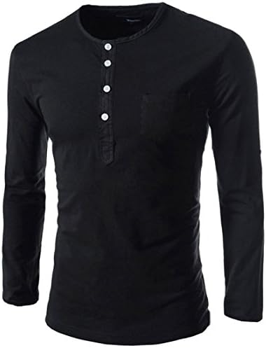 Sichyua Men's slim fit Casual Basic Henley Shirt male T-shirt,cotton round neck long sleeve sweatshirts pullover with pockets.